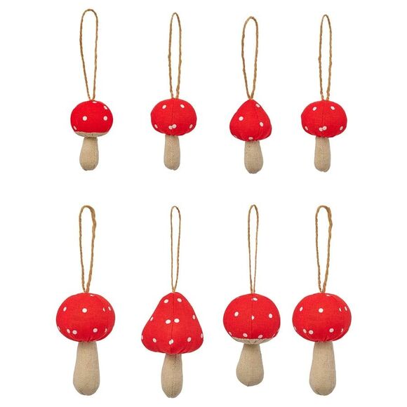 IKEA Ornament Mushrooms Set Of 8 Red Fabric Mushroom 006.046.08 Fast Ship - Picture 1 of 5